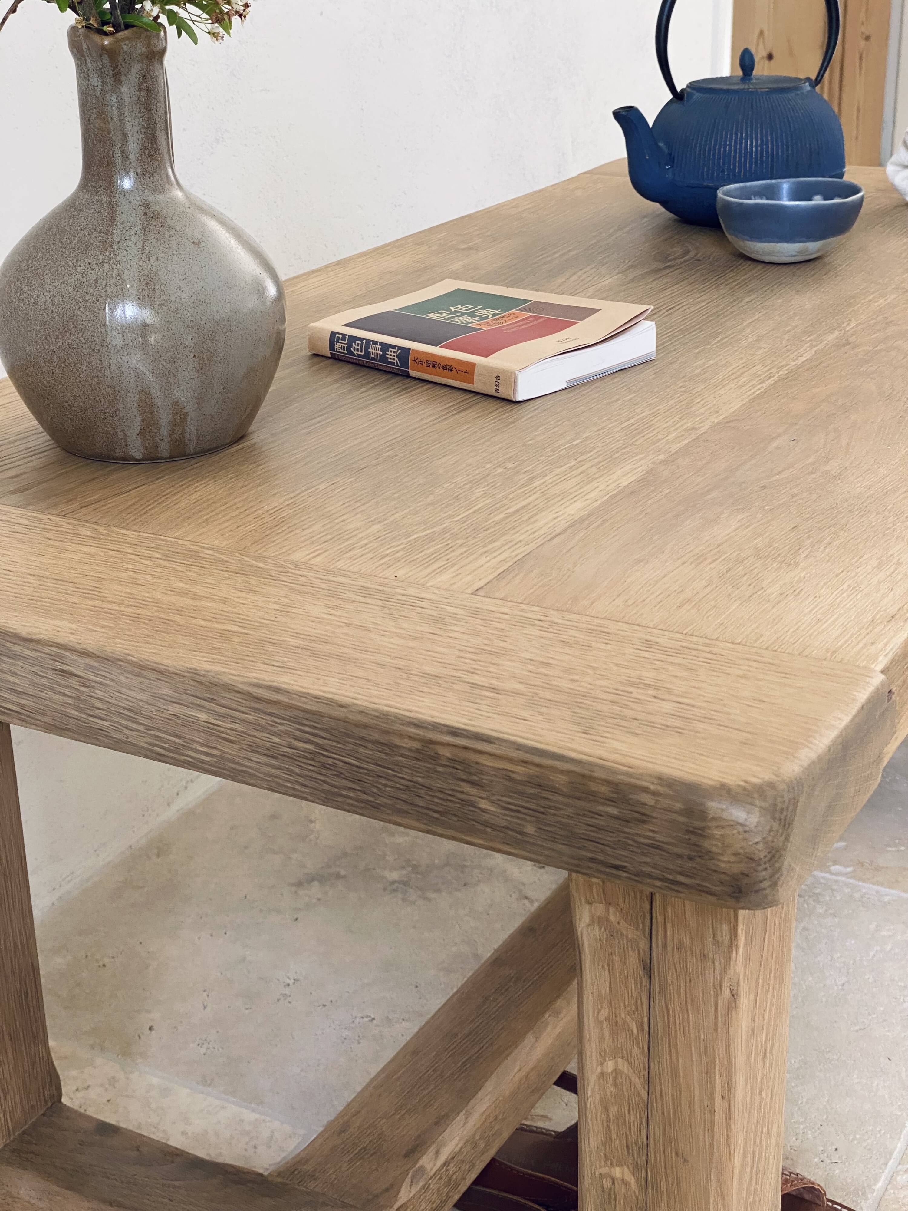 Brutalist coffee table in solid oak