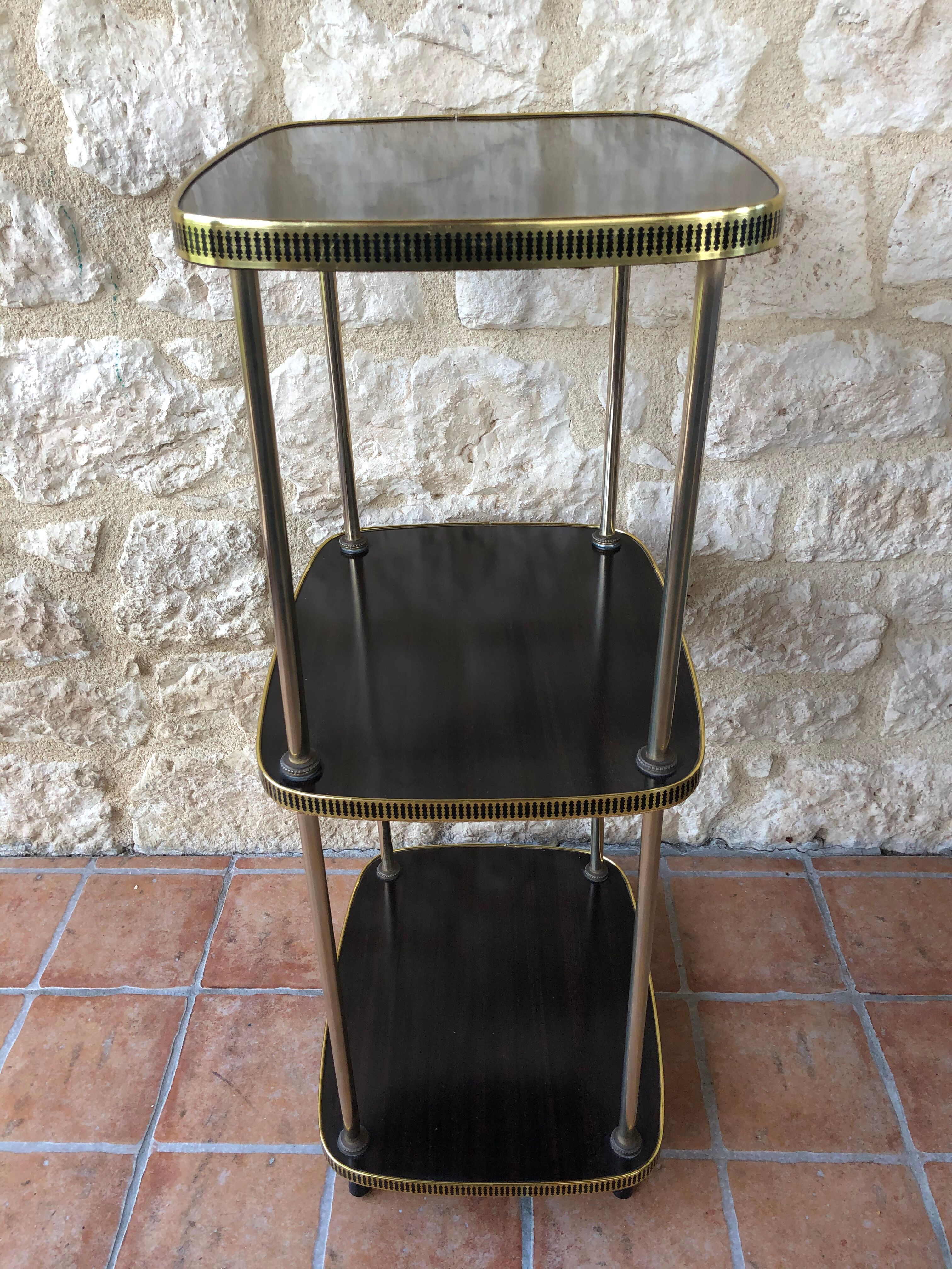 Side table has three shelves Formica and brass 60s/70s