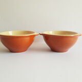 Duo of vintage Emile Henry cognac ear bowls