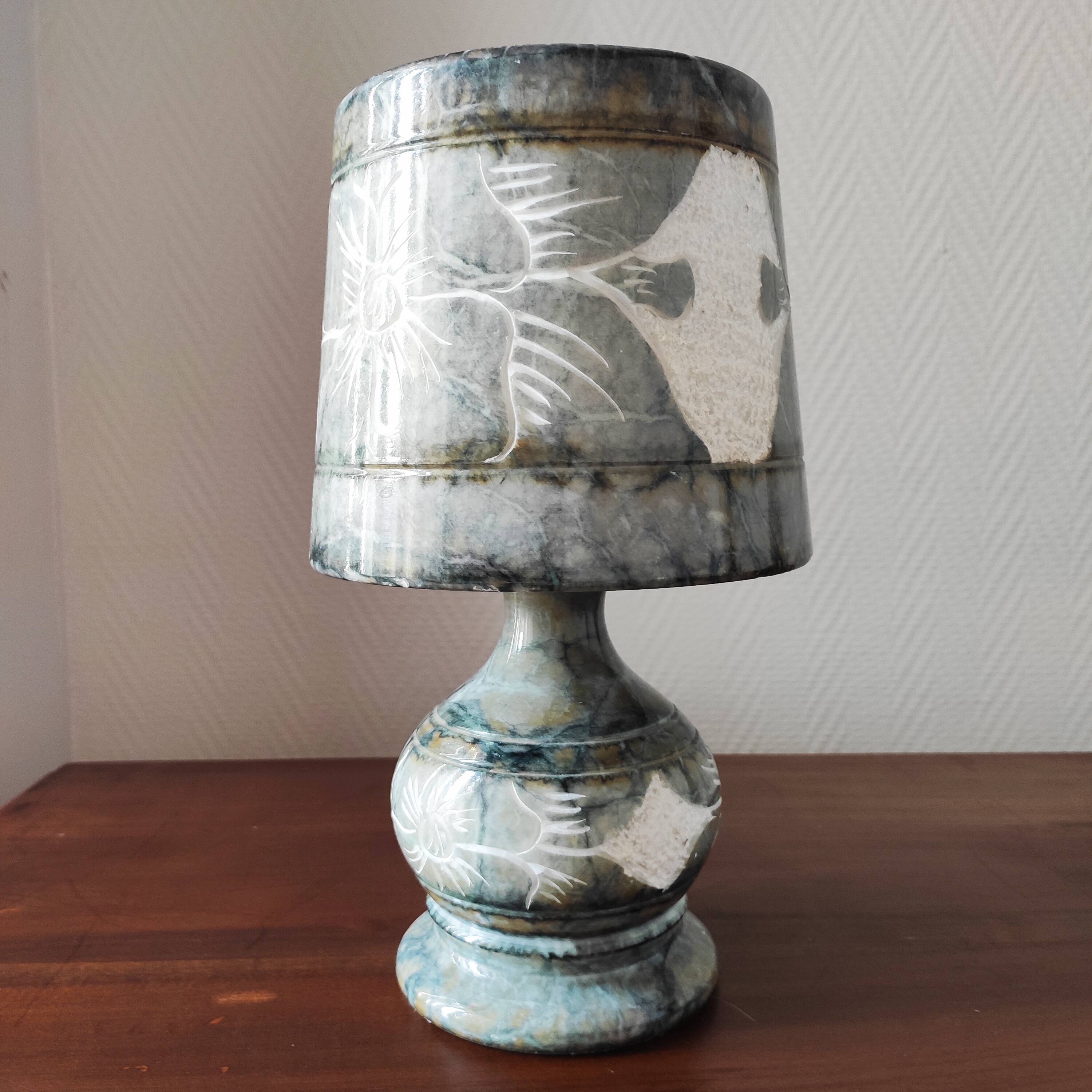 Lampe vintage 70 en onyx gris