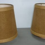 Pair of dark beige jute lampshades