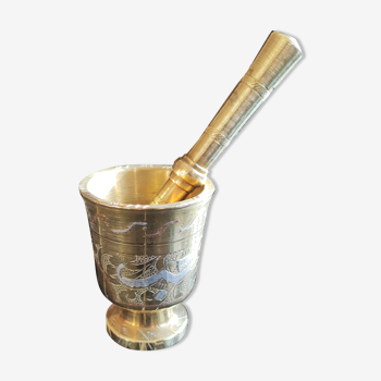 Apothecary mortar aevc its solid bronze pestle