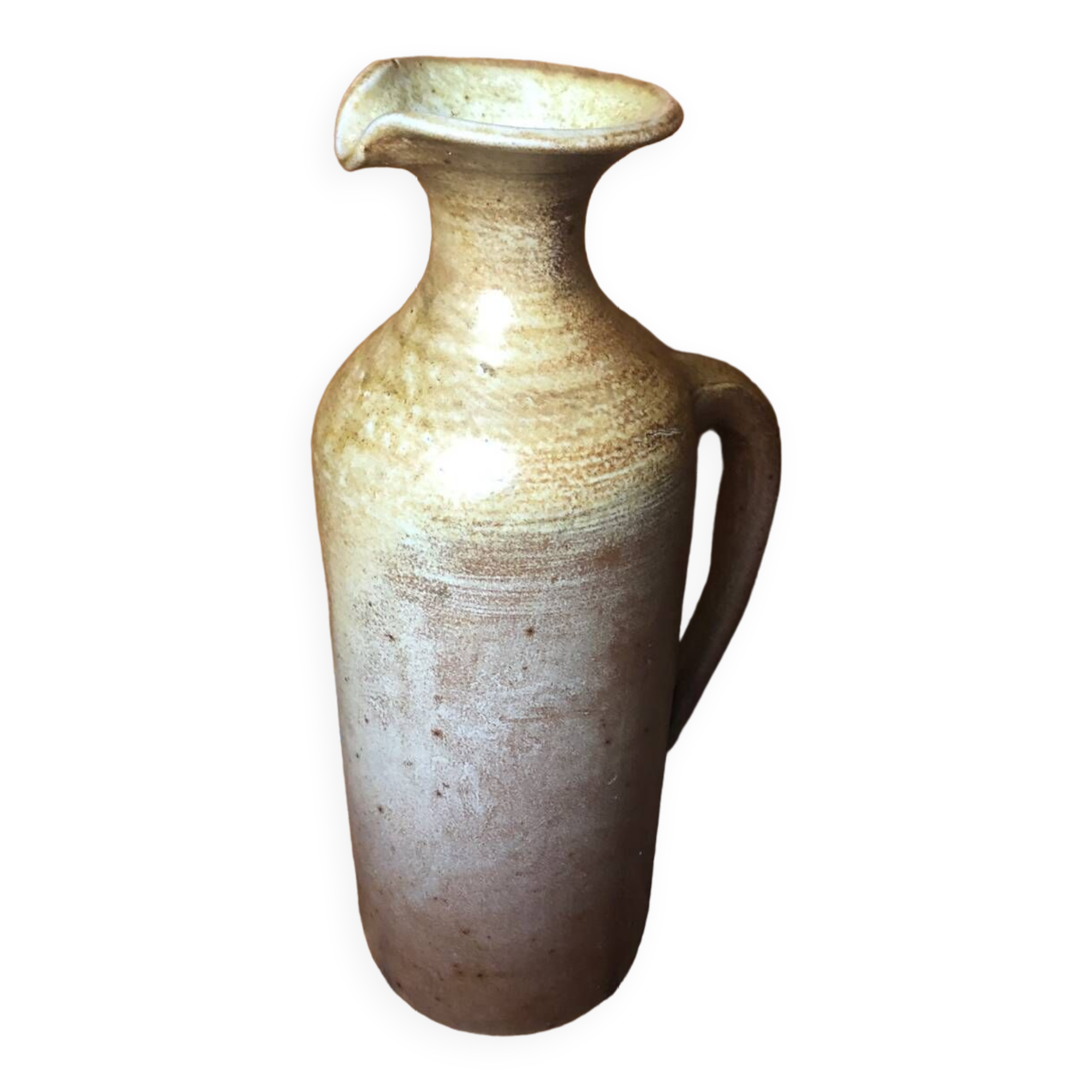 Old vintage brown beige sandstone pitcher