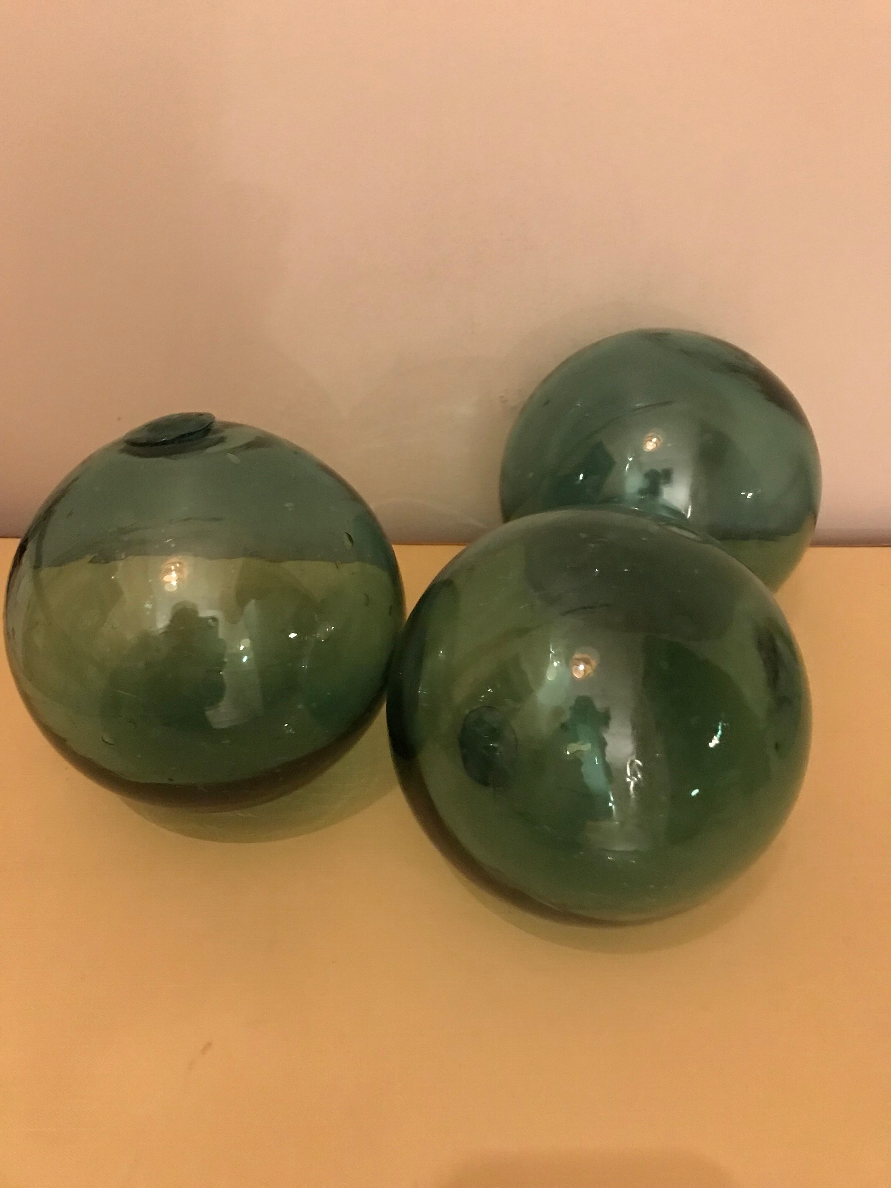 Set of three glass balls