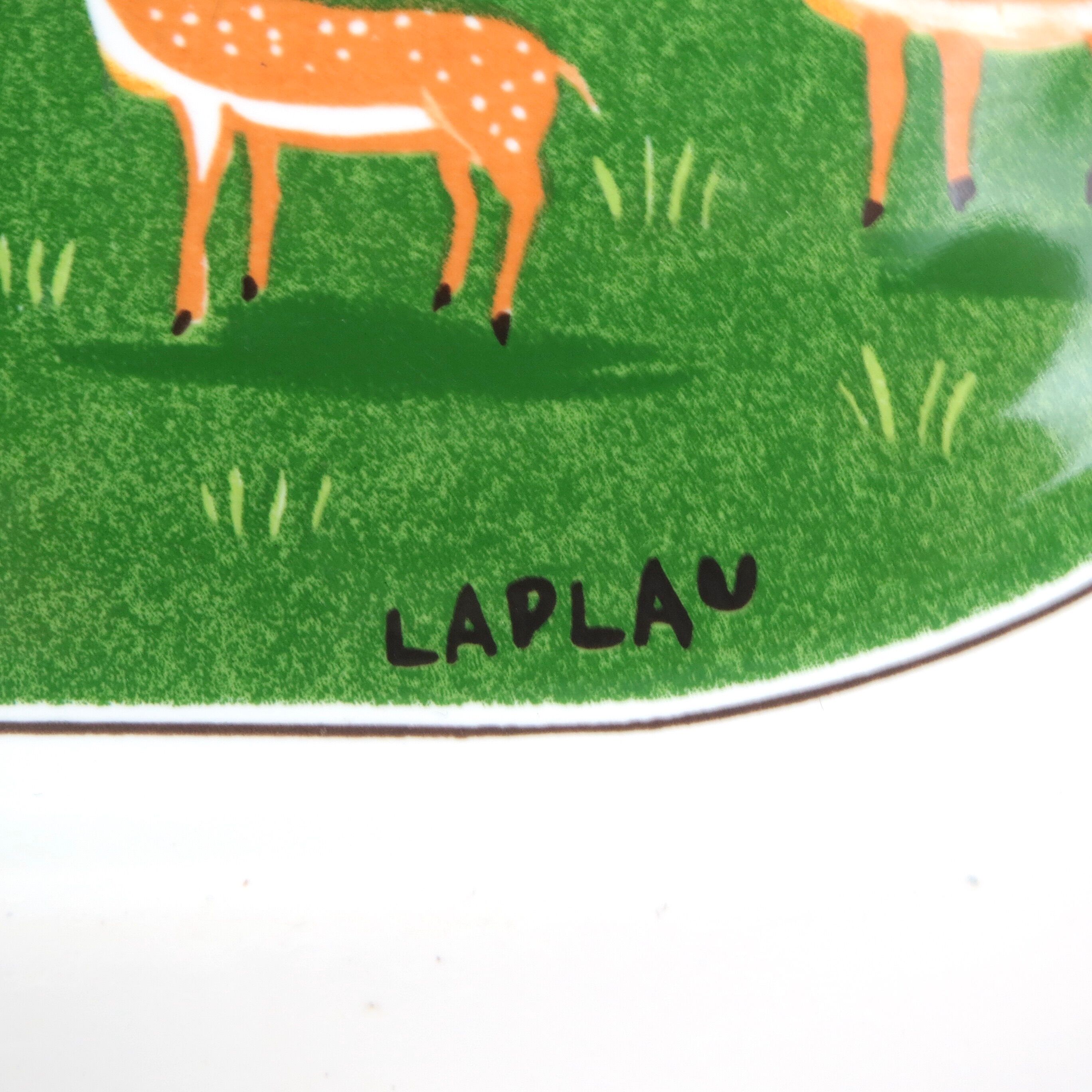 Plat vintage laplau par villeroy & boch porcelaine "scène au champ", naïf design