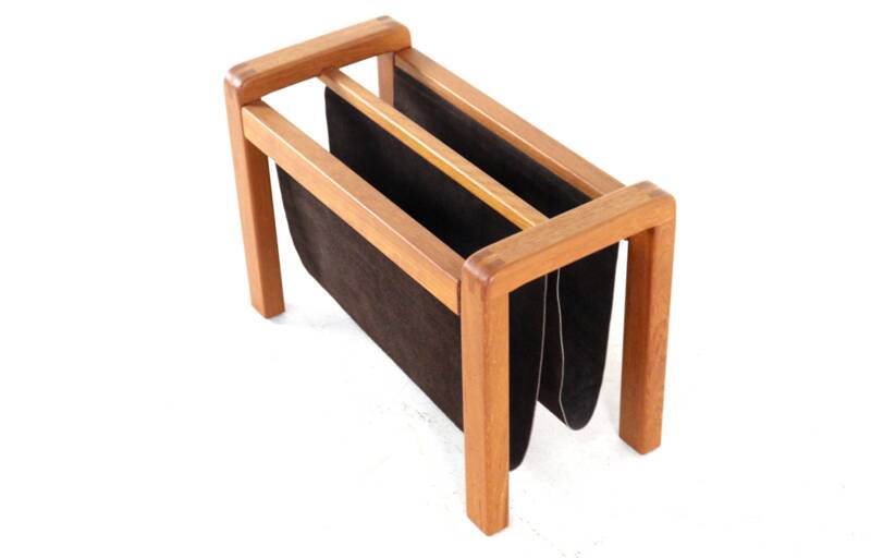 Salling stolefabrik magazine rack with leather in teak