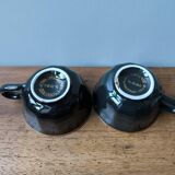 Set of 2 vintage bar coffee cups Leveille Mabit Paris black pink v