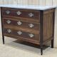Louis XVI XIXth chest of drawers in mahogany and walnut and white marble top