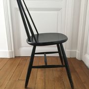 Scandinavian chair Haga Fors Sweden in black laqué wood circa 1950
