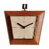 Vintage formica clock silent wall clock trapeze "Hermle gilded black wood"