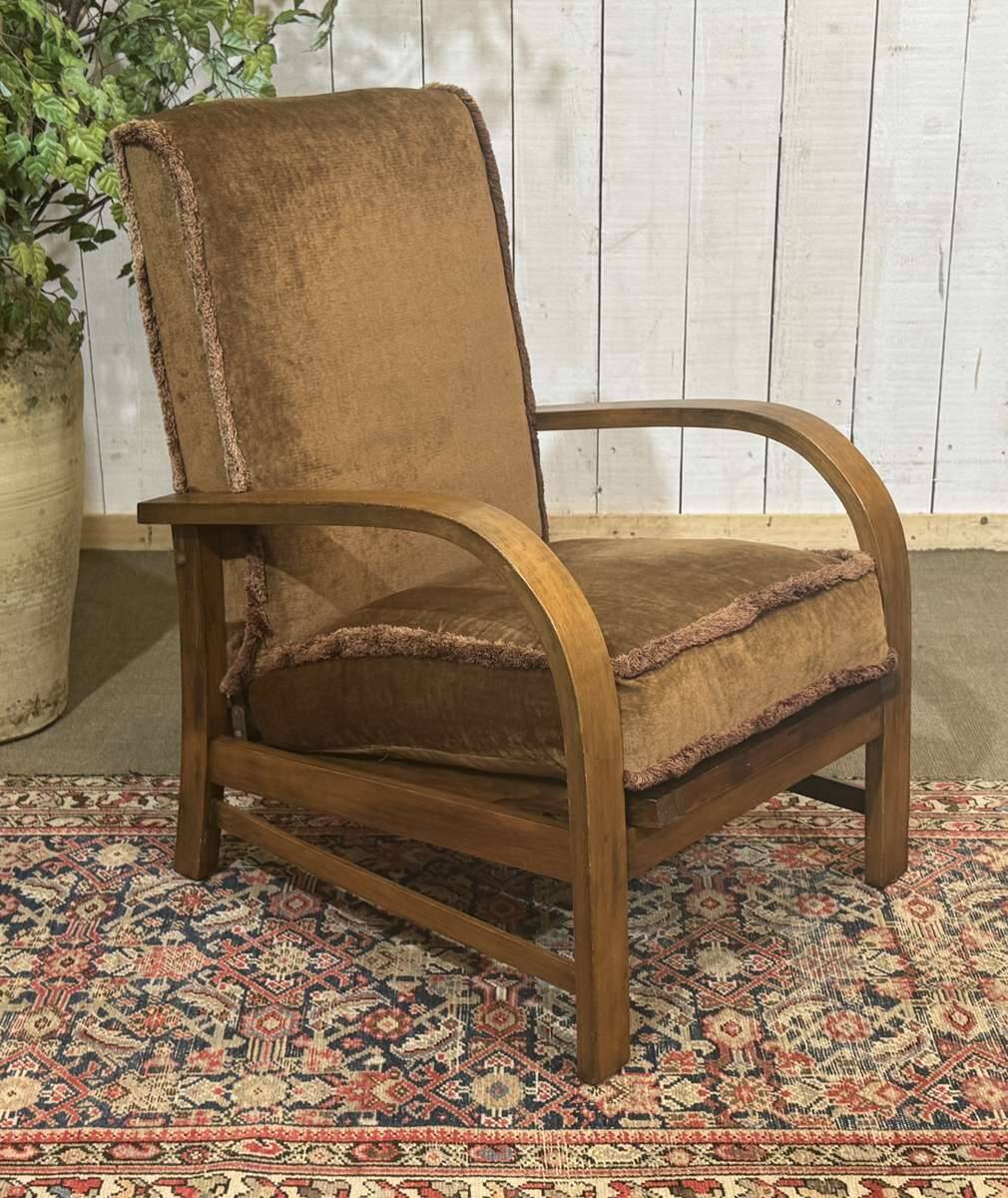 1930s English bridge chair in beech.