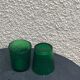 Carafe and 3 green glass glasses with vintage embossed fruit pattern