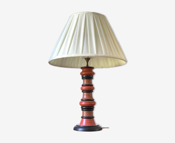 Lampe vintage en bois tourné italien