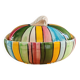 Vintage Ceramic Bonbonnière with Colourful Stripes - Jewellery Box