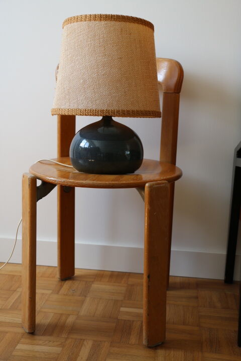 Blue ceramic lamp with lampshade