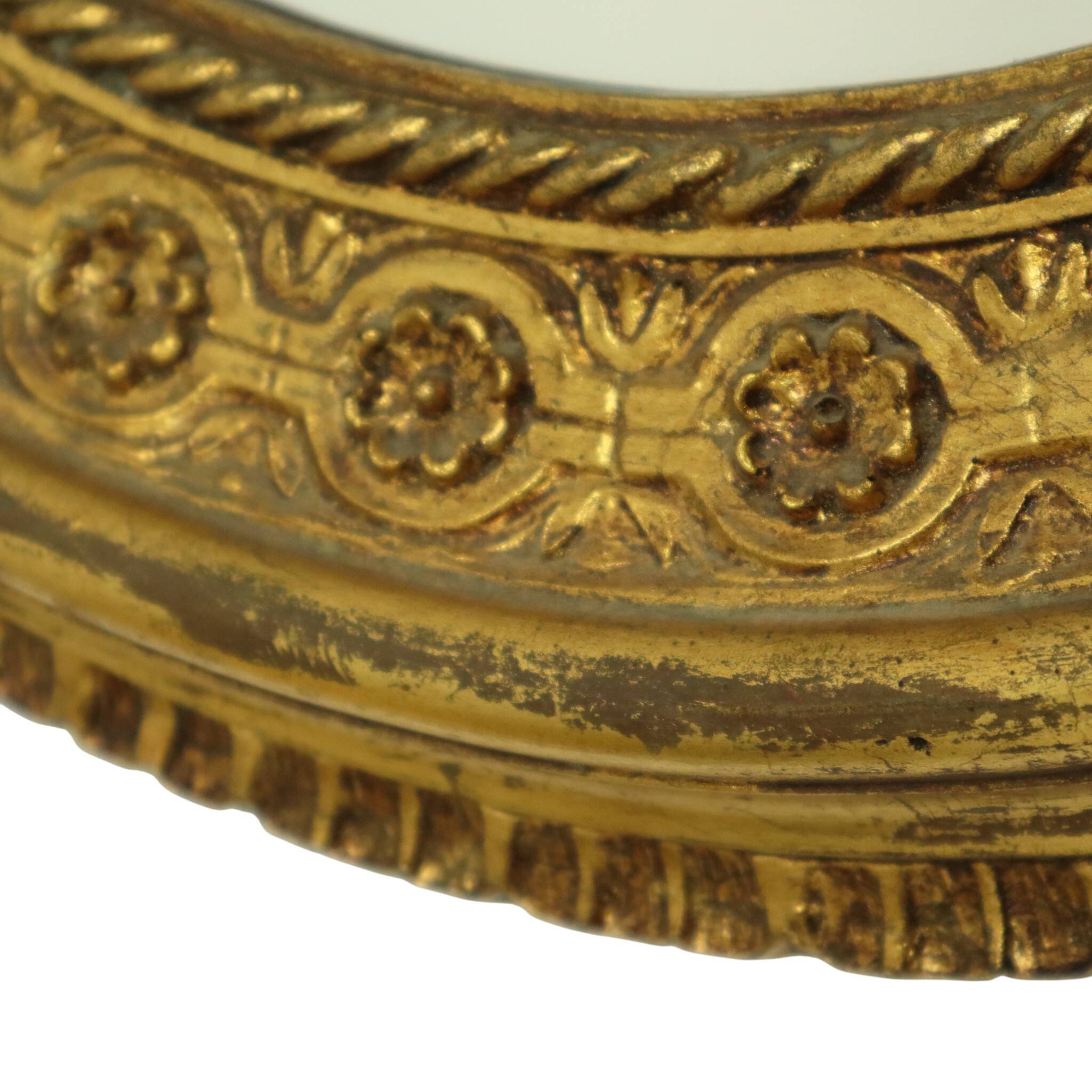 Large Oval Classic Mirror Gold Leaf Baroque Style Flowers 85cm