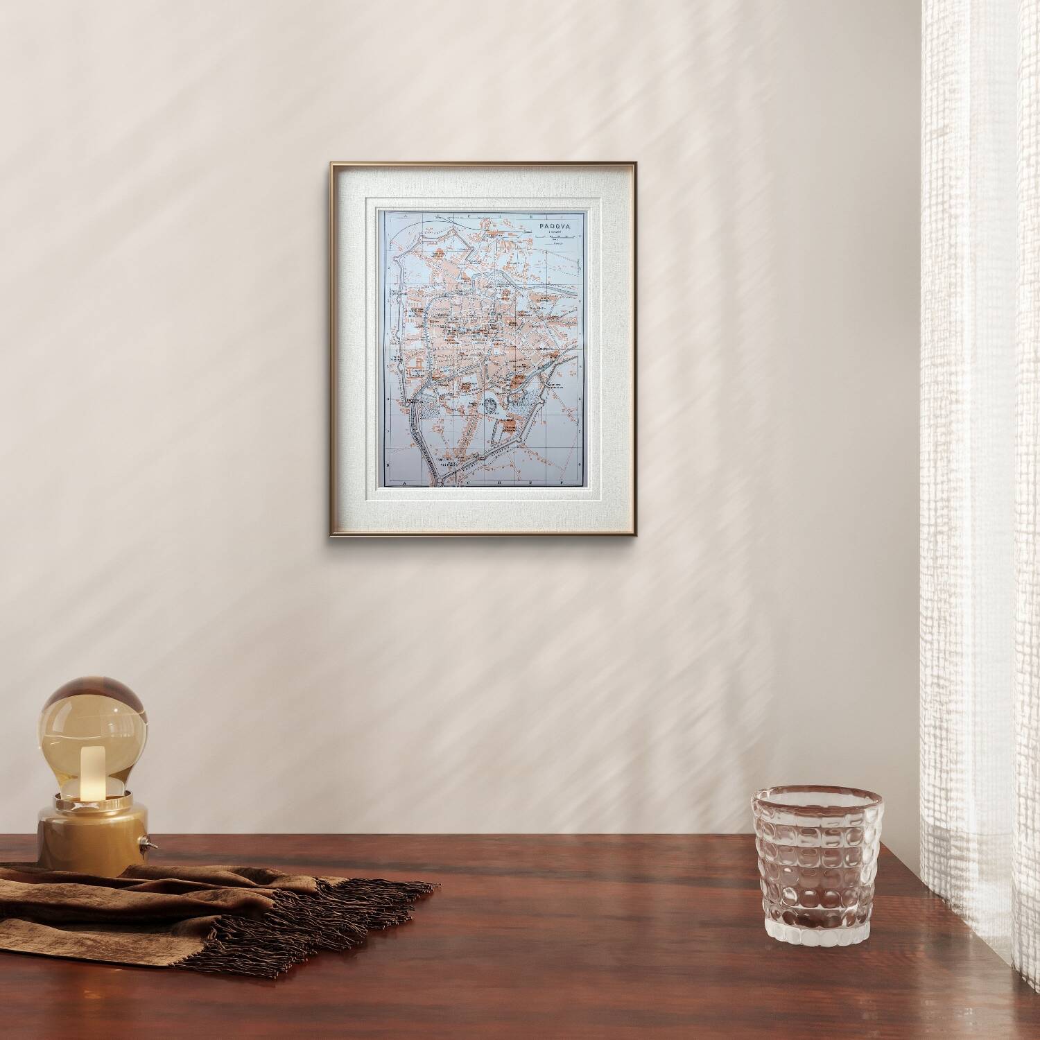 Printed in 1909, map of Padua (Padova), Veneto, Italy.