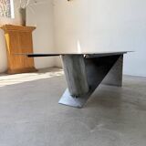 Handcrafted metal coffee table from the 1970s