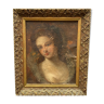 Oil canvas cbl initials portrait xviii eme woman costume