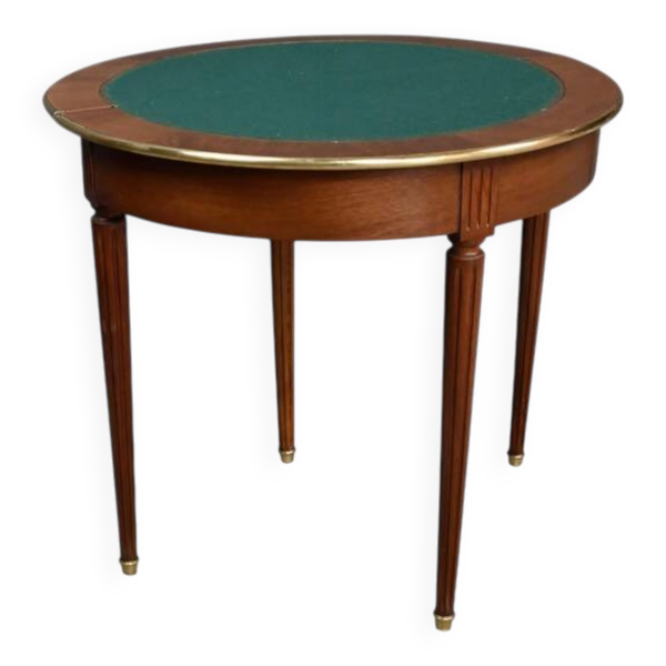 Table à jeux demi-lune en acajou, style Louis XVI – début XXe