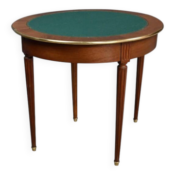 Table à jeux demi-lune en acajou, style Louis XVI – début XXe