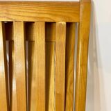 Vintage design solid wood scissor chairs and table from the 1970s