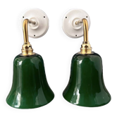 Pair of green opaline wall lights