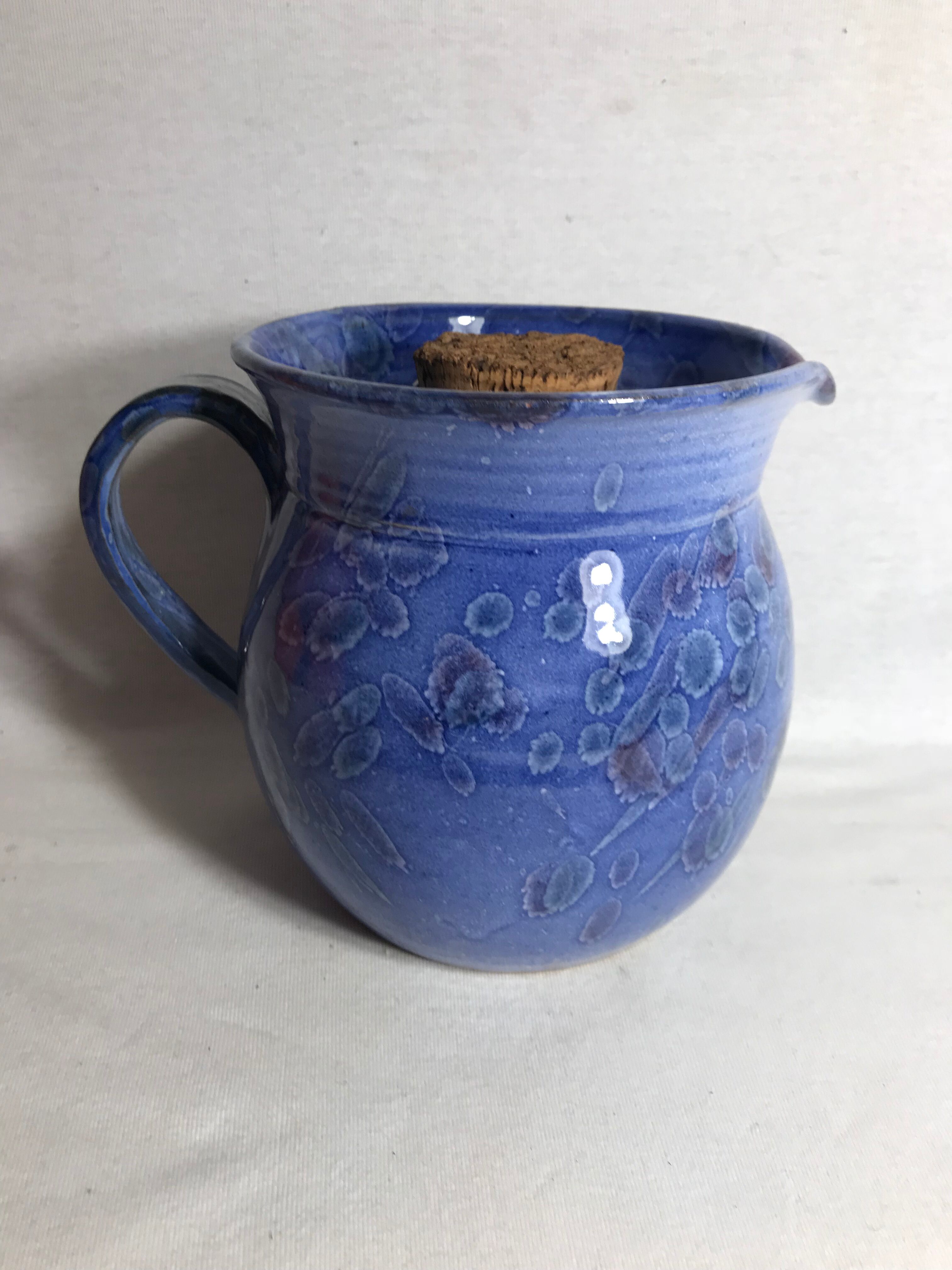 Blue ceramic decanter