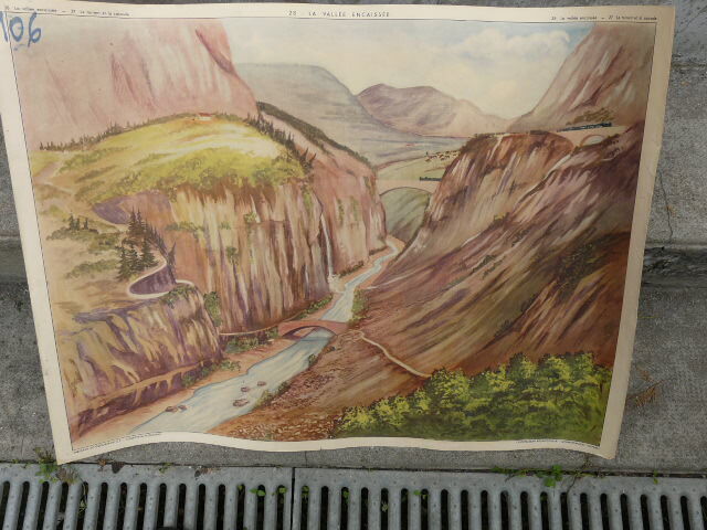 School poster editions nightingale N° 28 and 27 the valley and the torrent and the waterfall