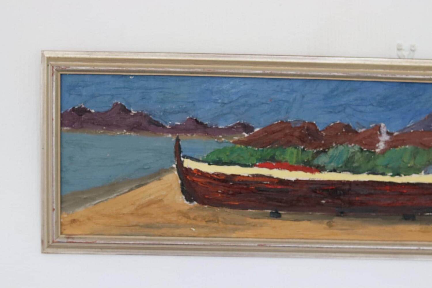 Swedish Oil on Canvas – “Boat” by Thord Leonard – Vintage & Framed