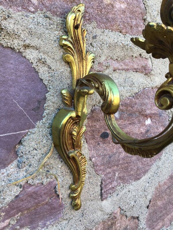 Paire Appliques pampilles cristal Louis XV bronze doré