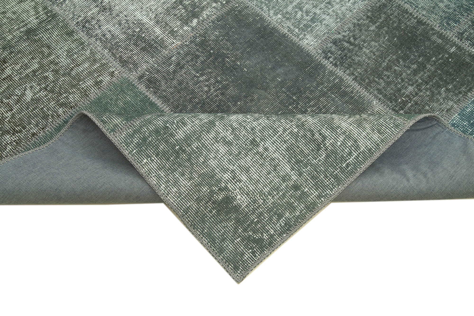 Handmade anatolian overdyed 170 cm x 240 cm grey patchwork carpet