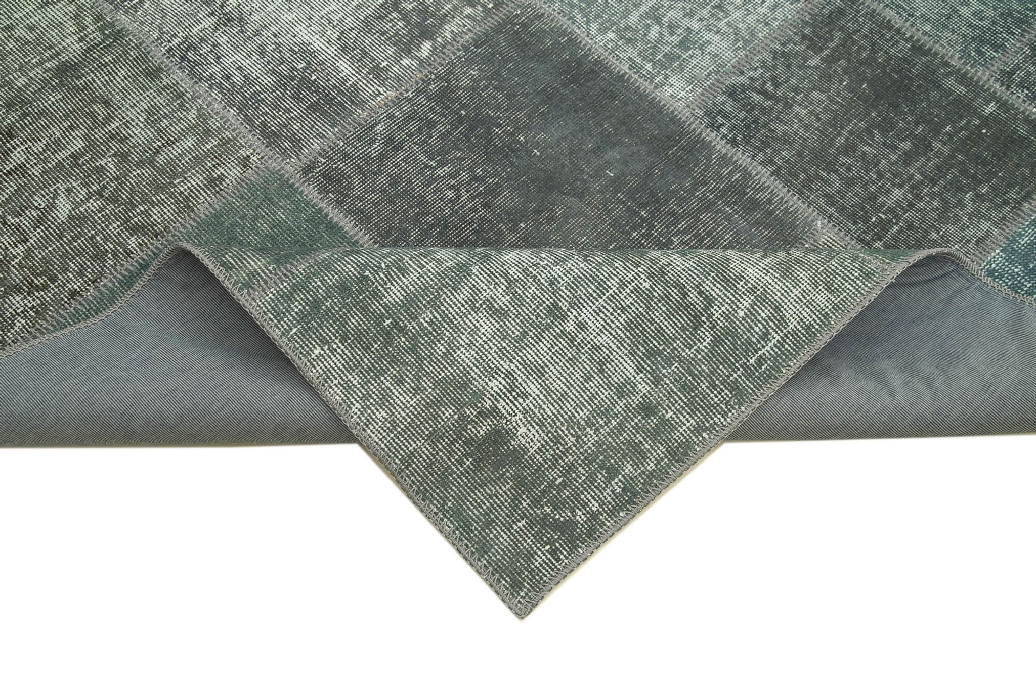 Handmade anatolian overdyed 170 cm x 240 cm grey patchwork carpet