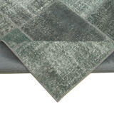 Handmade anatolian overdyed 170 cm x 240 cm grey patchwork carpet