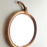 Apple shaped rattan mirror 32x34cm