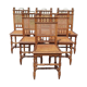 Antique set 6 - cane chair oak