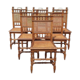 Ensemble ancien 6 - chaise en osier en chêne