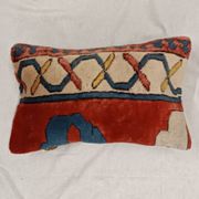 Housse de coussin vintage en tapis à poils longs, motif géométrique turc, 30 x 50 cm
