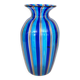 Murano Glass Vase with Blue and Light Blue Canes and Avventurine, 1980s