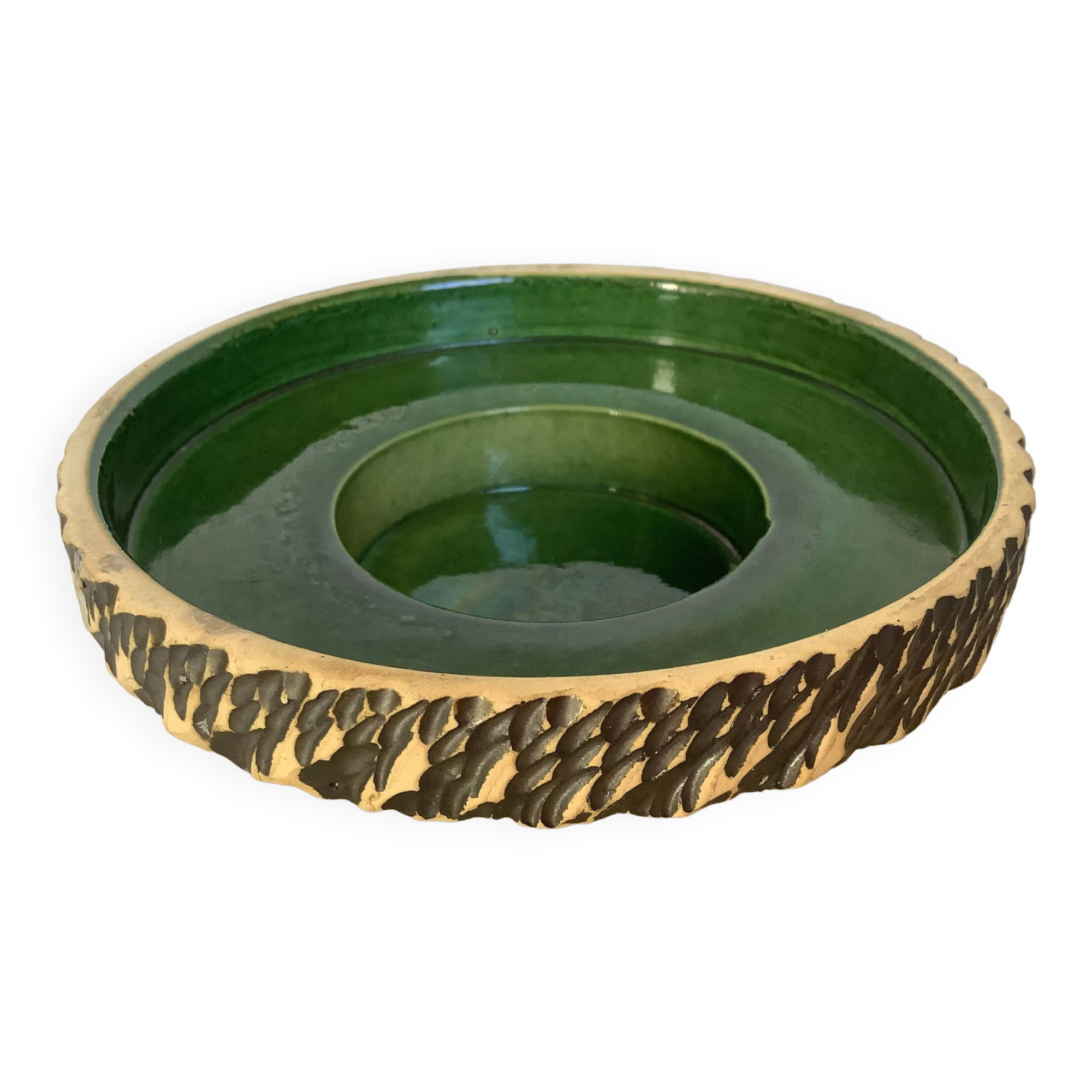 Green ceramic candle holder