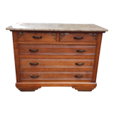 Art deco chest of drawers in oak and marble