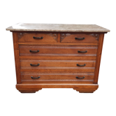Art deco chest of drawers in oak and marble