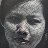 Vintage black and white photography, portrait, original framed print 42x52 cm.