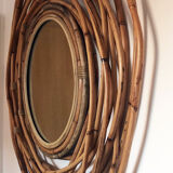 Natural bamboo round mirror 90cm