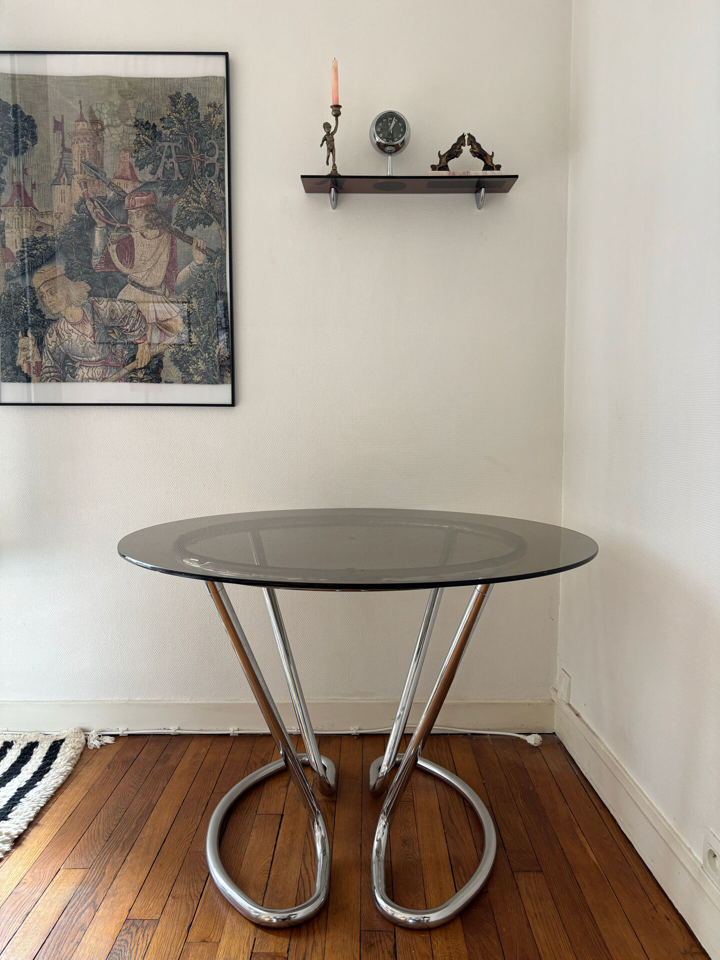 Glass and chrome table 70s Space Age