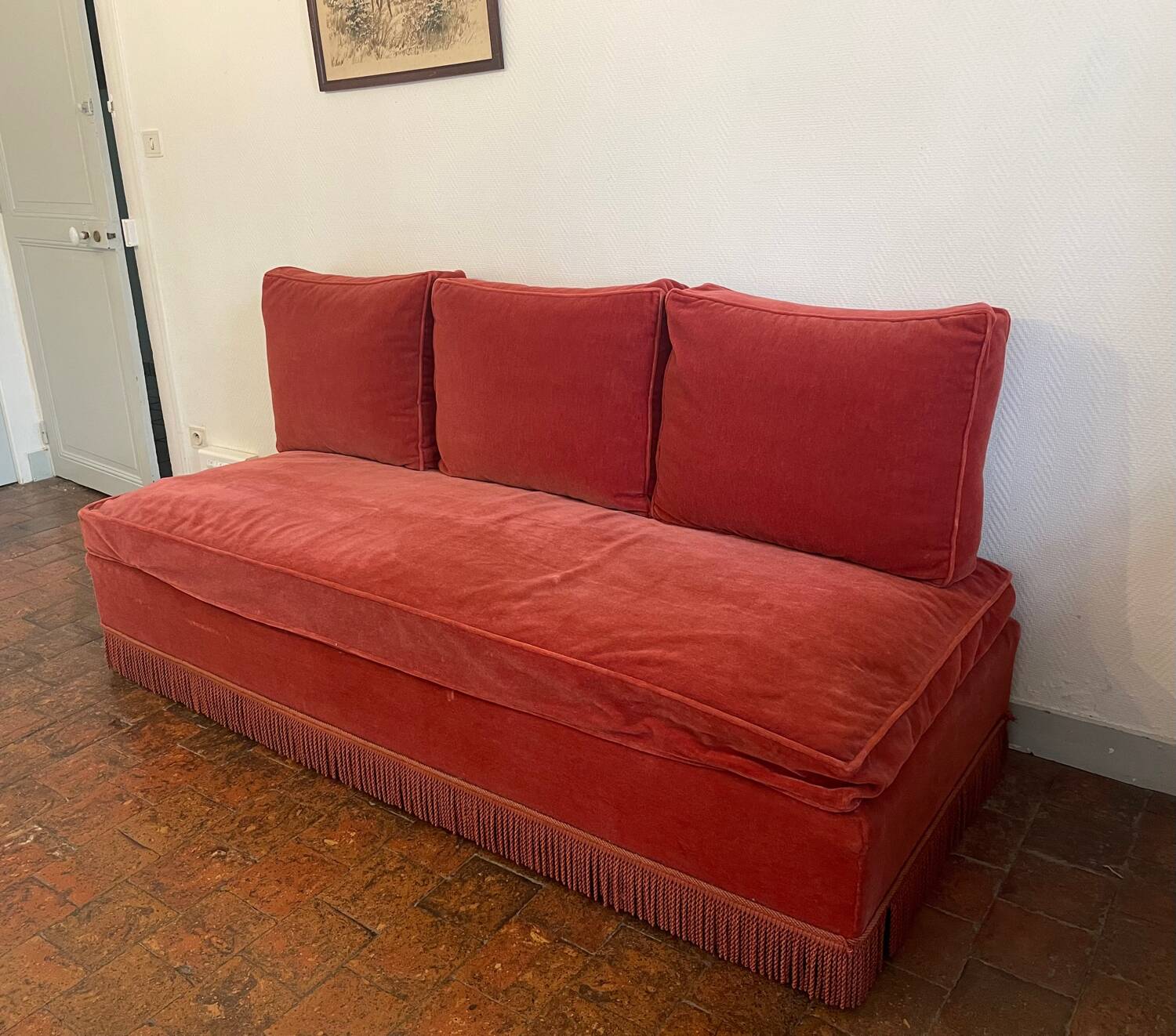 Vintage velvet daybed bench