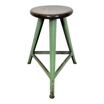 Tabouret d'Atelier Industriel Vert, 1960s