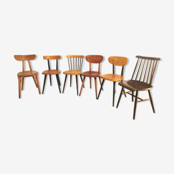 Série de 6 chaises bistrot Baumann et Luterma