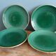 Dessert or cheese set, dish and 4 plates, Saint Clément green and gold