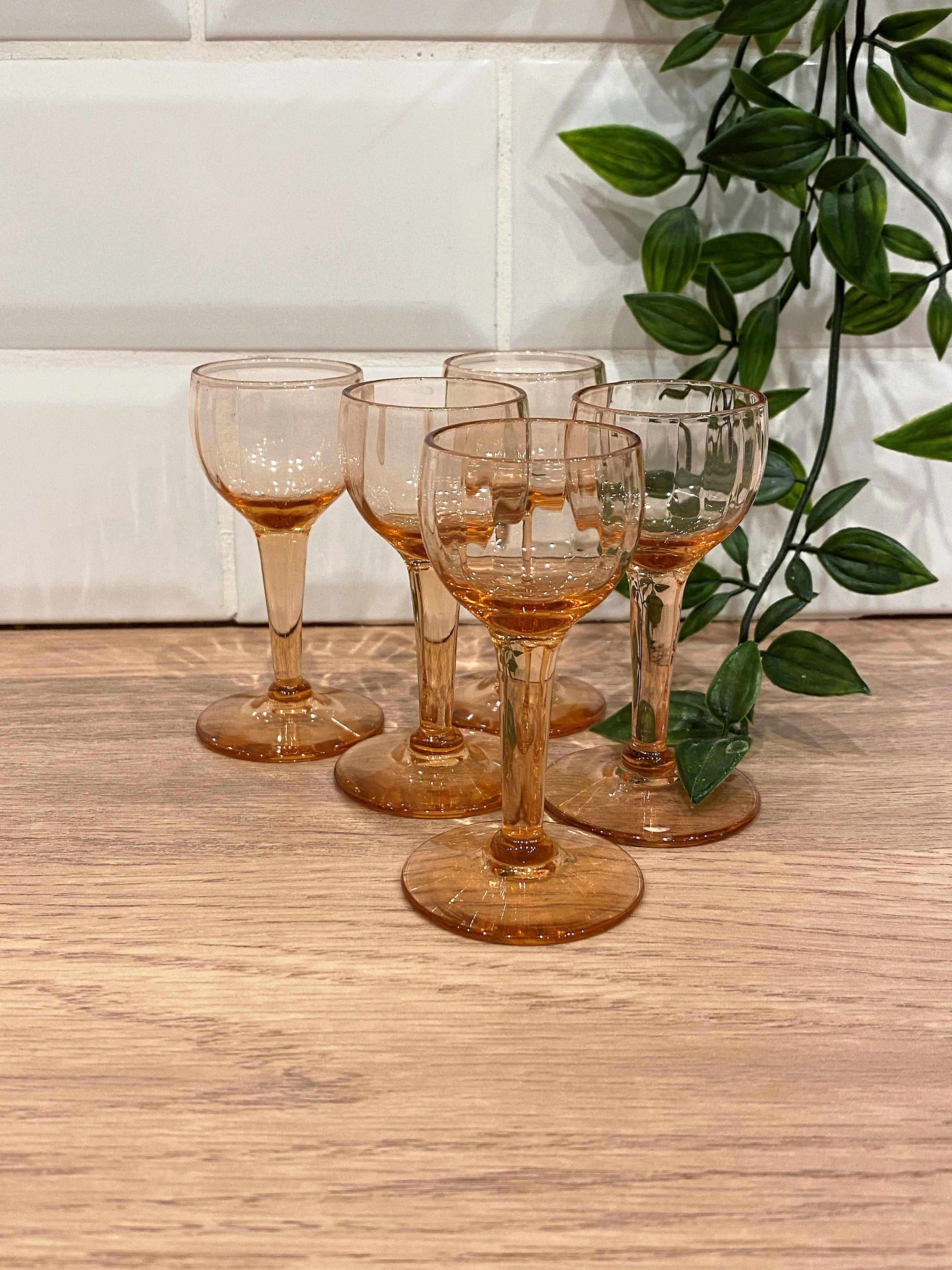 Set of 5 pink liquor glasses